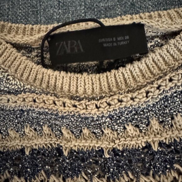 Zara Striped Textured Knit Sleeveless Tank Top - Picture 2 of 4